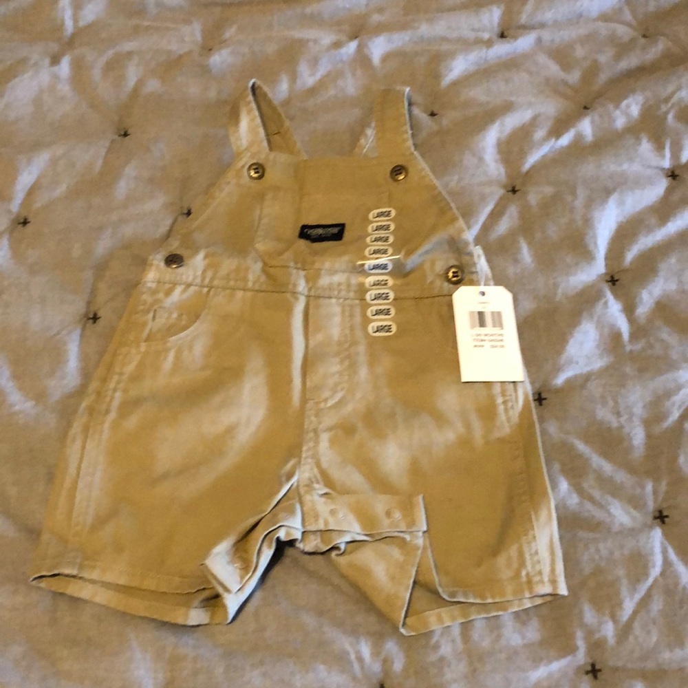 NWT Oshkosh Khaki Overalls - 6-9 Months